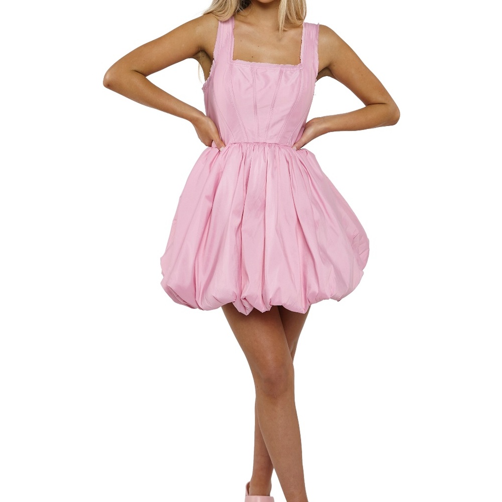 Aje Pink Suzette Bubble Mini Dress